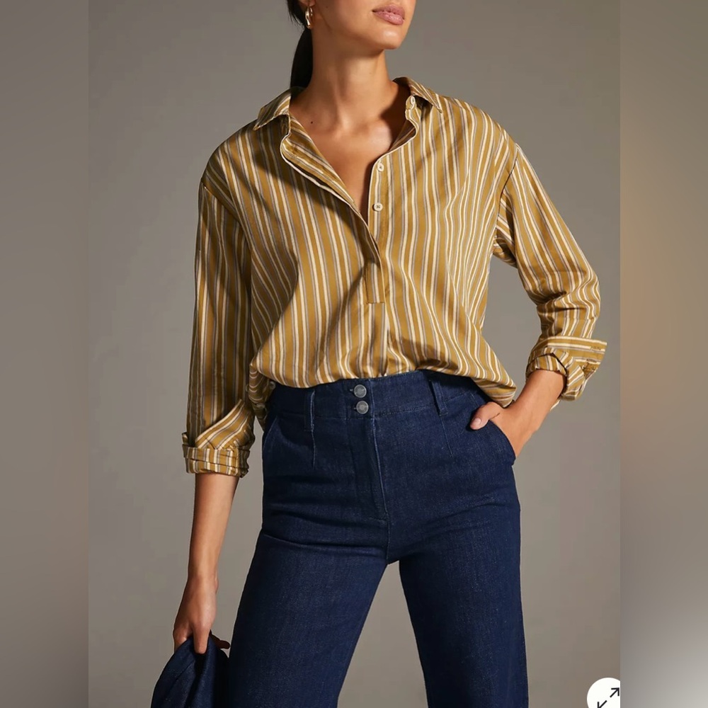 Anthropologie Side Button Stripe Blouse, size medium